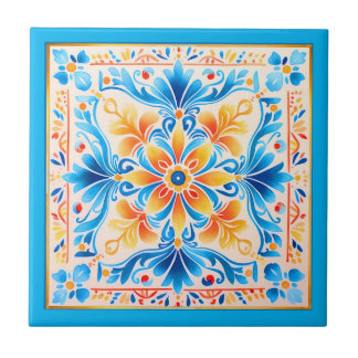 Azulejo de cerâmica de flores mexicanas