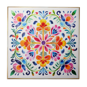 Azulejo de cerâmica de flores mexicanas