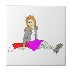 azulejo de cerâmica de menina foxy