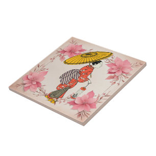 Azulejo de Cerâmica de Mulher Asiática