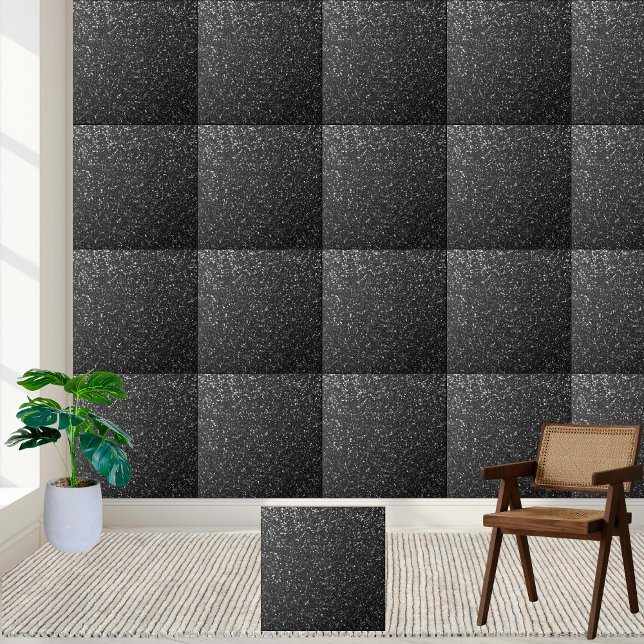 Azulejo de cerâmica de Na moda de de cintilação de (Black Silver Glitter Sparkle Stylish Ceramic Tile)
