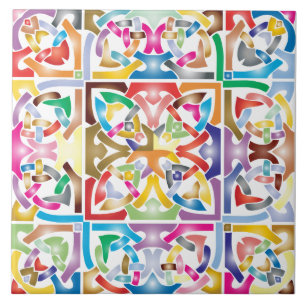 azulejo de cerâmica de nó celta multicolor