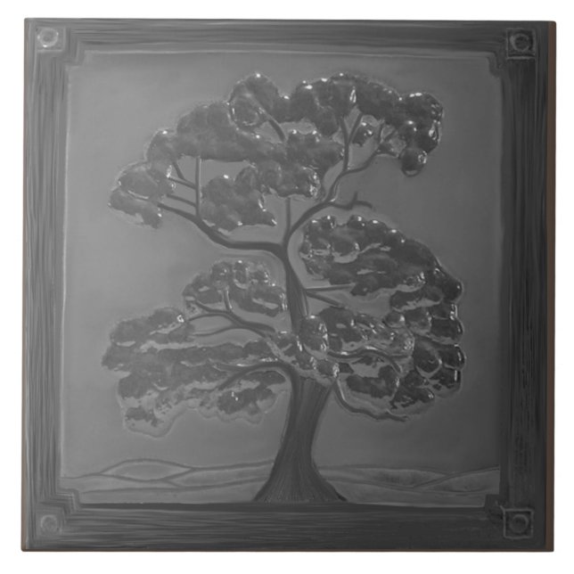Azulejo de Cerâmica de Oak Tree Silver (Frente)