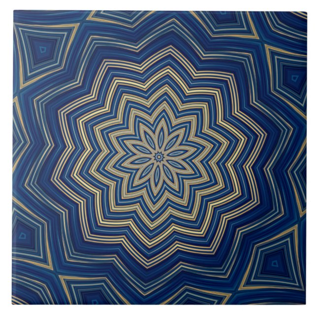 Azulejo de Cerâmica de Padrão Geométrico Azul (Frente)