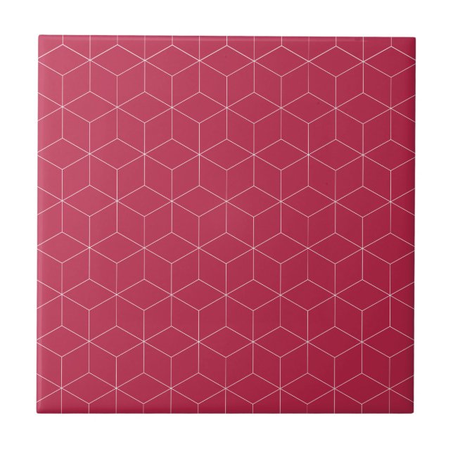 Azulejo de cerâmica de padrão magenta isométrico m (Frente)