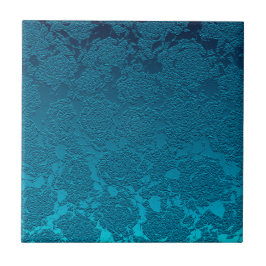 Azulejo de Cerâmica de Padrão Teal Azul Floral Mod
