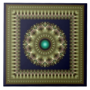 Azulejo de cerâmica de padrão verde Fractal orna
