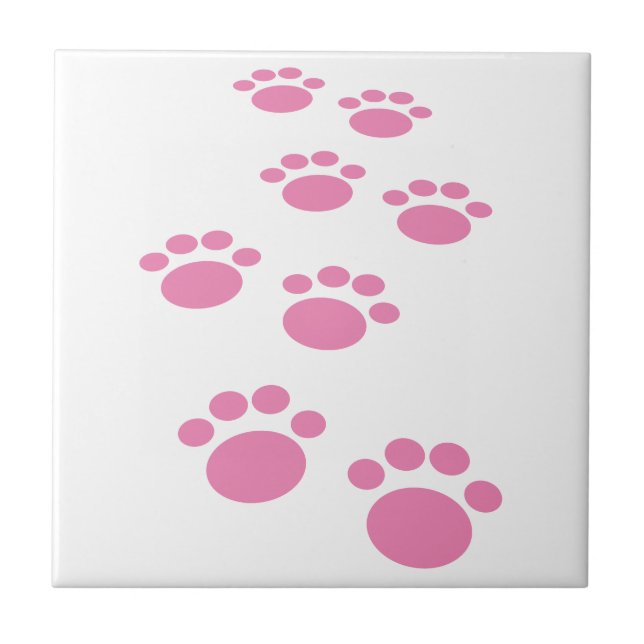 Azulejo de cerâmica de Pet Pet Paw, cor-de-rosa, c (Frente)