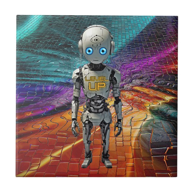 Azulejo de Cerâmica de Robô de Ficção Científica L (Frente)