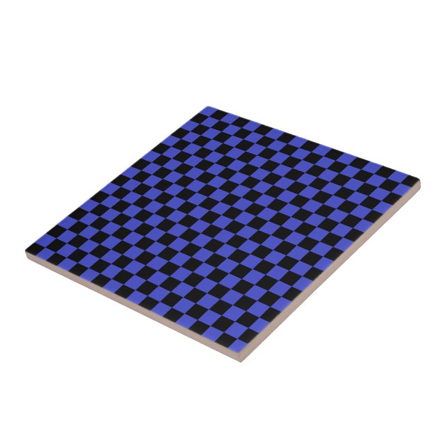 Azulejo de cerâmica de Verificação Preta e Azul (Lateral)