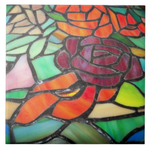 Azulejo de Cerâmica de Vidro Colorido Flor de Rosa