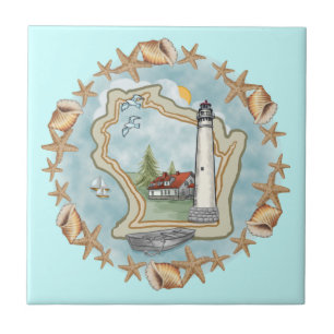Azulejo de Cerâmica de Wisconsin Shelf Lighthouse