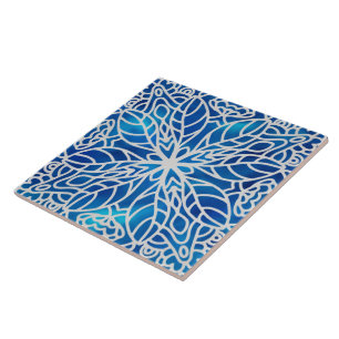 azulejo de cerâmica decorativa, de cor azul e bran