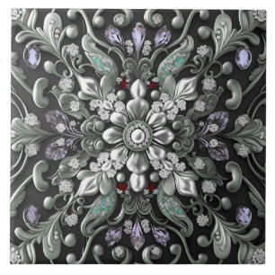 Azulejo de cerâmica decorativa prateada