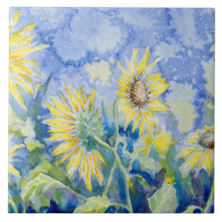 Azulejo de cerâmica decorativa "Roadside Sunflower