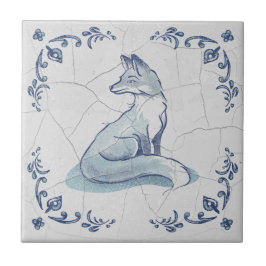 Azulejo de Cerâmica Delft Fox