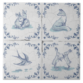 Azulejo de Cerâmica Delft Porta-Copos Animais da F