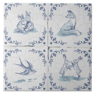Azulejo de Cerâmica Delft Porta-Copos Animais da F