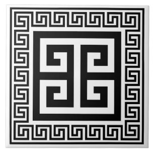 Azulejo de cerâmica Design preto padrão grego