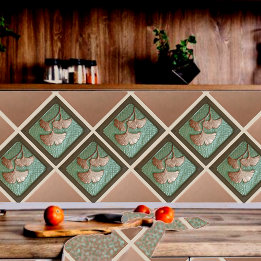 Azulejo de cerâmica do artesão Gingko Leaf