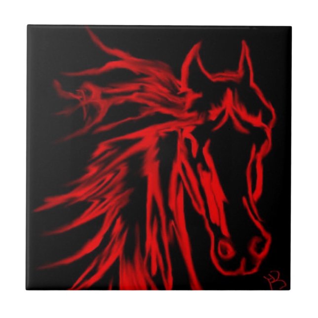 Azulejo de cerâmica do cavalo vermelho (Frente)