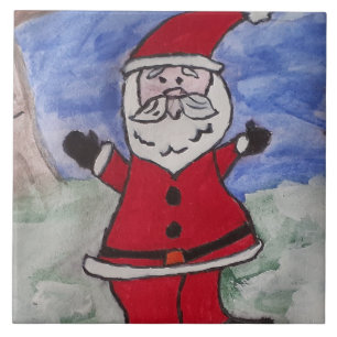 Azulejo de Cerâmica do Papai Noel Feliz