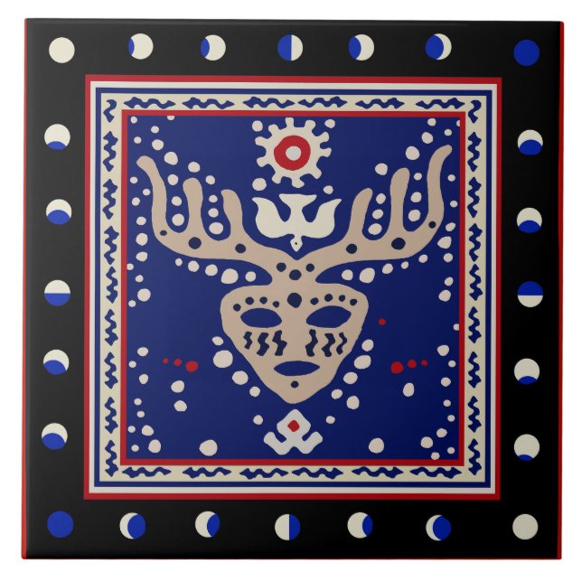 Azulejo de Cerâmica do Xamã Celestial Viking (Frente)