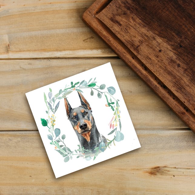 Azulejo de cerâmica Doberman Pinscher Watercolor W (Criador carregado)