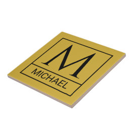 Azulejo de cerâmica Dourado M personalizado com no