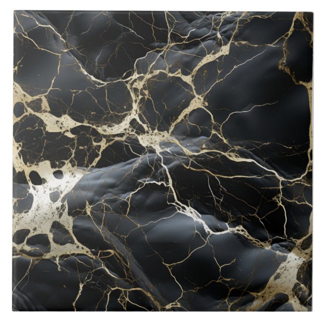 Azulejo de cerâmica Dourado, preto, para mármore,  (Frente)