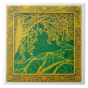 Azulejo de Cerâmica em Malachite Limão Dourado dos