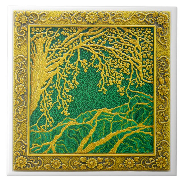 Azulejo de Cerâmica em Malachite Limão Dourado dos (Frente)