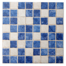 Azulejo de Cerâmica em Mosaico Azul Grego