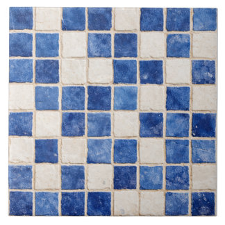 Azulejo de Cerâmica em Mosaico Azul Grego