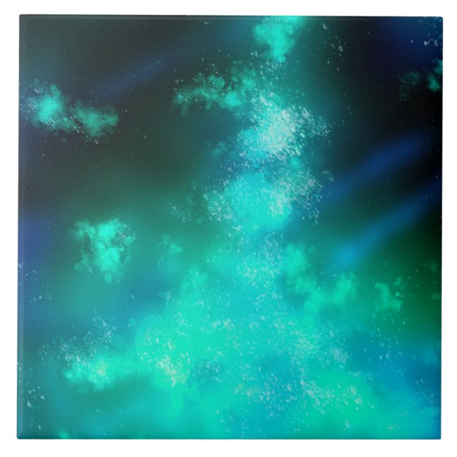Azulejo de Cerâmica Esmeralda do Céu Noturno (Frente)