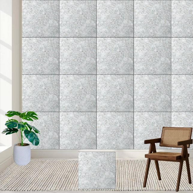 Azulejo de cerâmica espumante de cor branca (Sparkling White Terrazzo Ceramic Tile)
