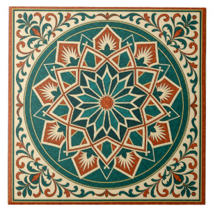 Azulejo de Cerâmica Estrela Andaluz Terracota e Az