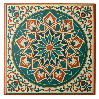 Azulejo de Cerâmica Estrela Andaluz Terracota e Az