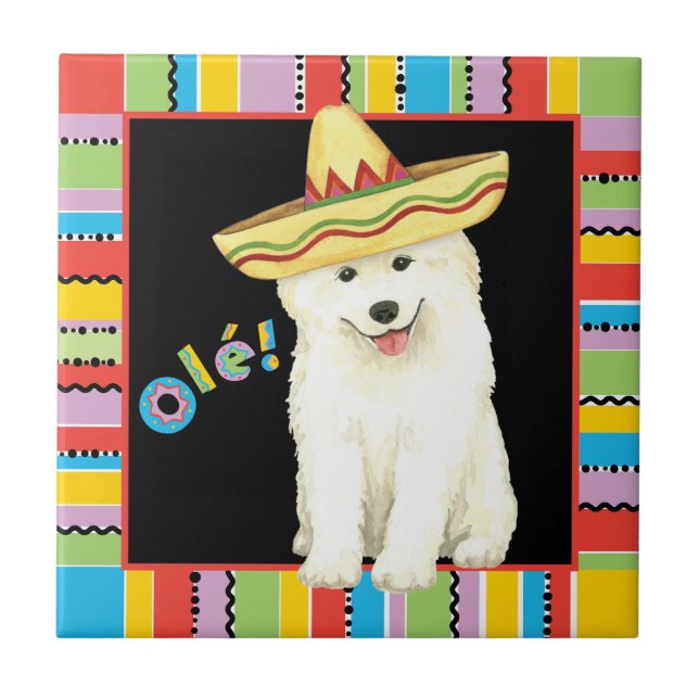 Azulejo de cerâmica Fiesta Samoyed (Frente)