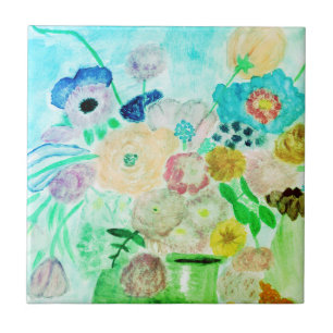 Azulejo de cerâmica floral