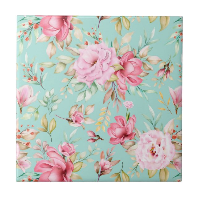 Azulejo de cerâmica floral (Frente)