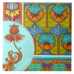 azulejo de cerâmica floral Art nouveau