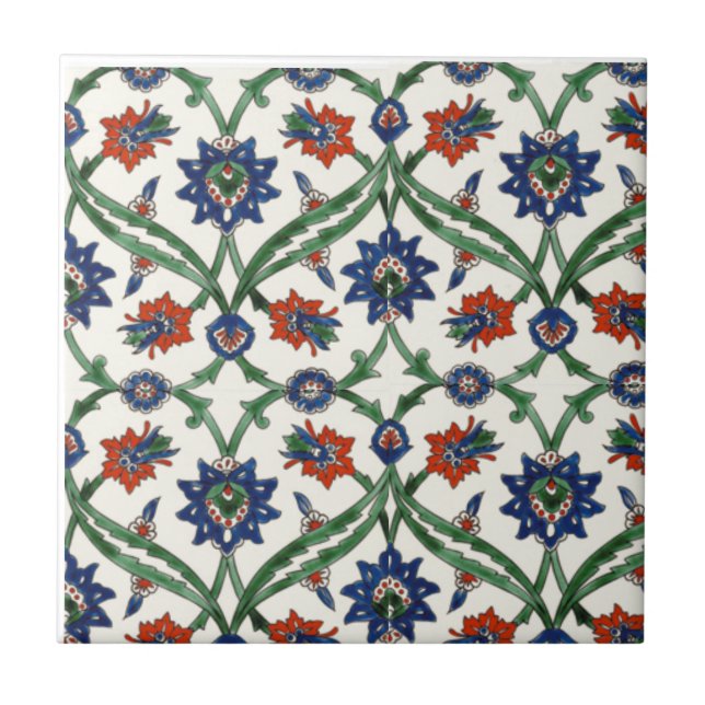 Azulejo De Cerâmica Floral Pequeno (4,25" x 4,25") (Frente)