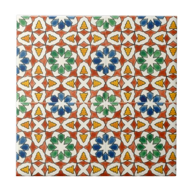 Azulejo De Cerâmica Floral Pequeno (4,25" x 4,25") (Frente)
