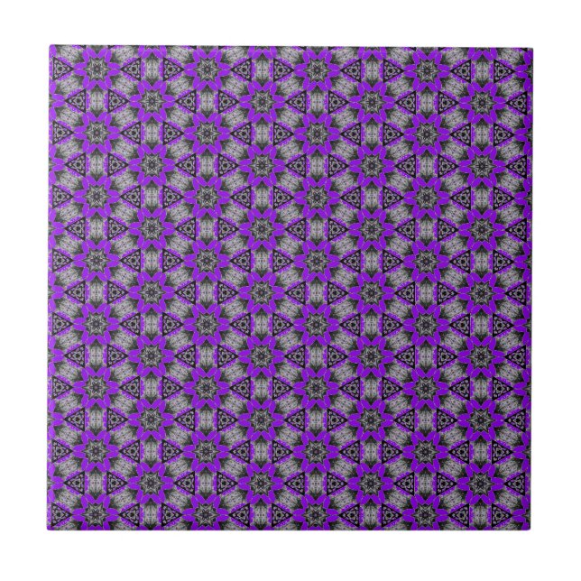 Azulejo De Cerâmica Floral Roxo - Cores Personaliz (Frente)