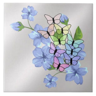 Azulejo de Cerâmica Flores & Borboletas
