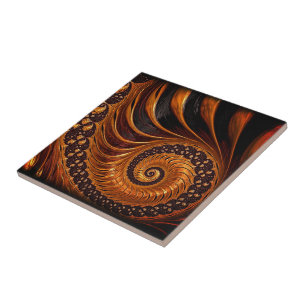 Azulejo de cerâmica fractal com Ouro abstrato - Do