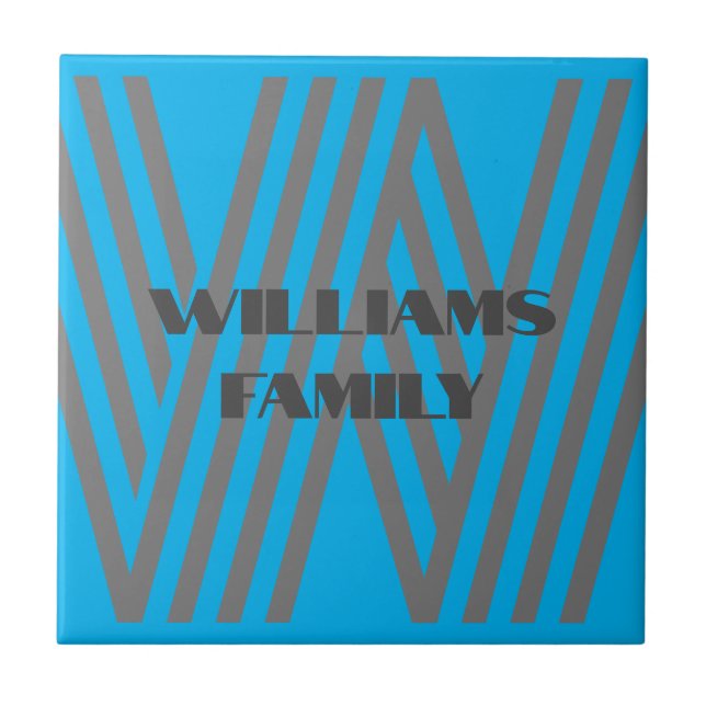 azulejo de cerâmica inicial de monograma da famíli (Frente)