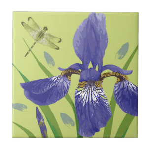 Azulejo de cerâmica Iris e Dragonfly