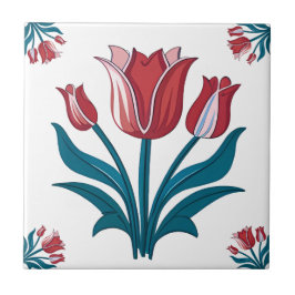 Azulejo de Cerâmica Iznik Tulip Floral Patterno